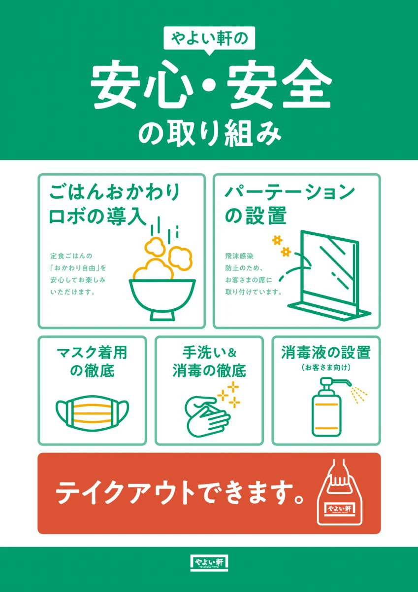 【ごはんおかわりロボ】やよい軒｜新しい生活様式に対応した取り組みを推進