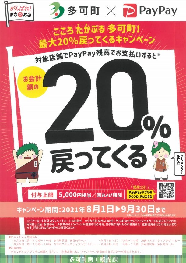 【多可町】キャッシュレス決済促進PayPayキャンペーン開始