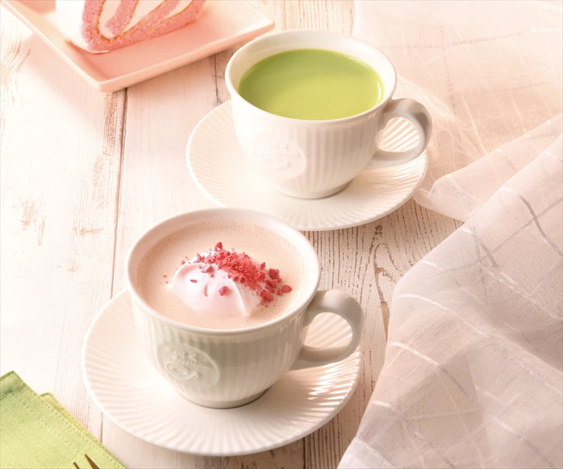 【カフェ・ド・クリエ】春の味。さくらのミルク紅茶とさくらロールケーキが2月16日に登場