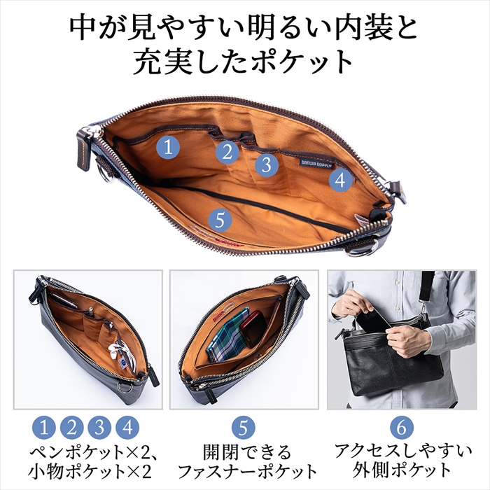 【サンワサプライ】岡山デニムを使用し豊岡で作った日本製サコッシュバッグが発売中