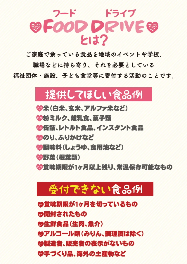寄付と食品ロスの削減を目的とした「フードドライブ」を開催｜姫路市