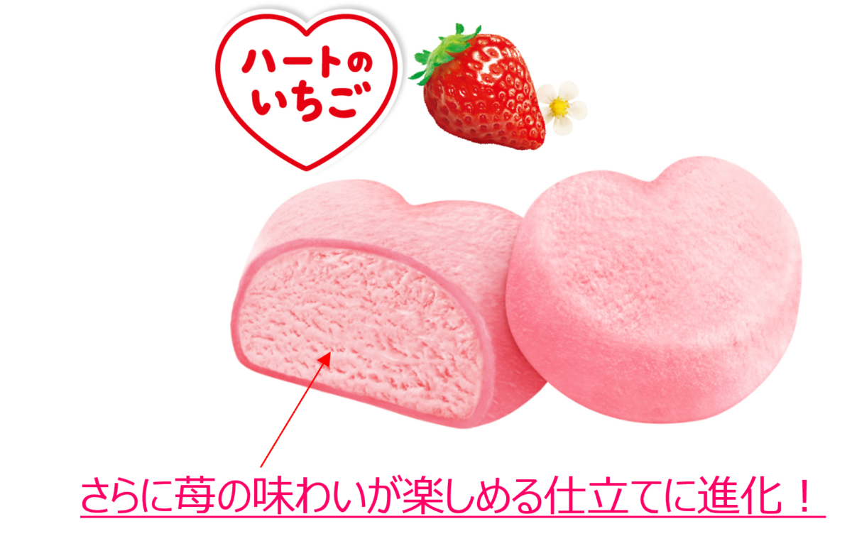 『 雪見だいふく ハートのいちご 』 ハート形のかわいらしい雪見だいふくが新登場