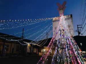 冬の街を照らす、優しい明かり。寺前駅前でペットボトルツリーが点灯｜神河町
