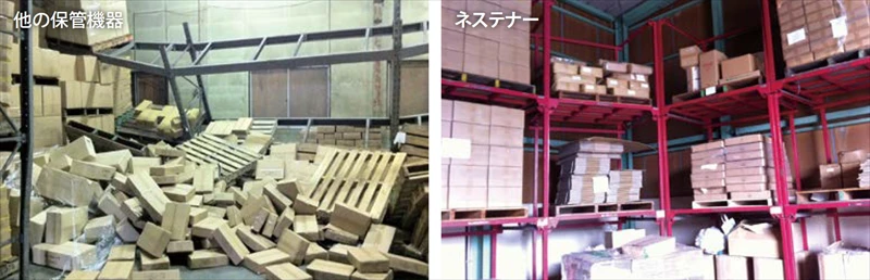 【地震対策】耐震性に優れた「ネステナー」と、専用ストッパー「グリパッド・エコ」