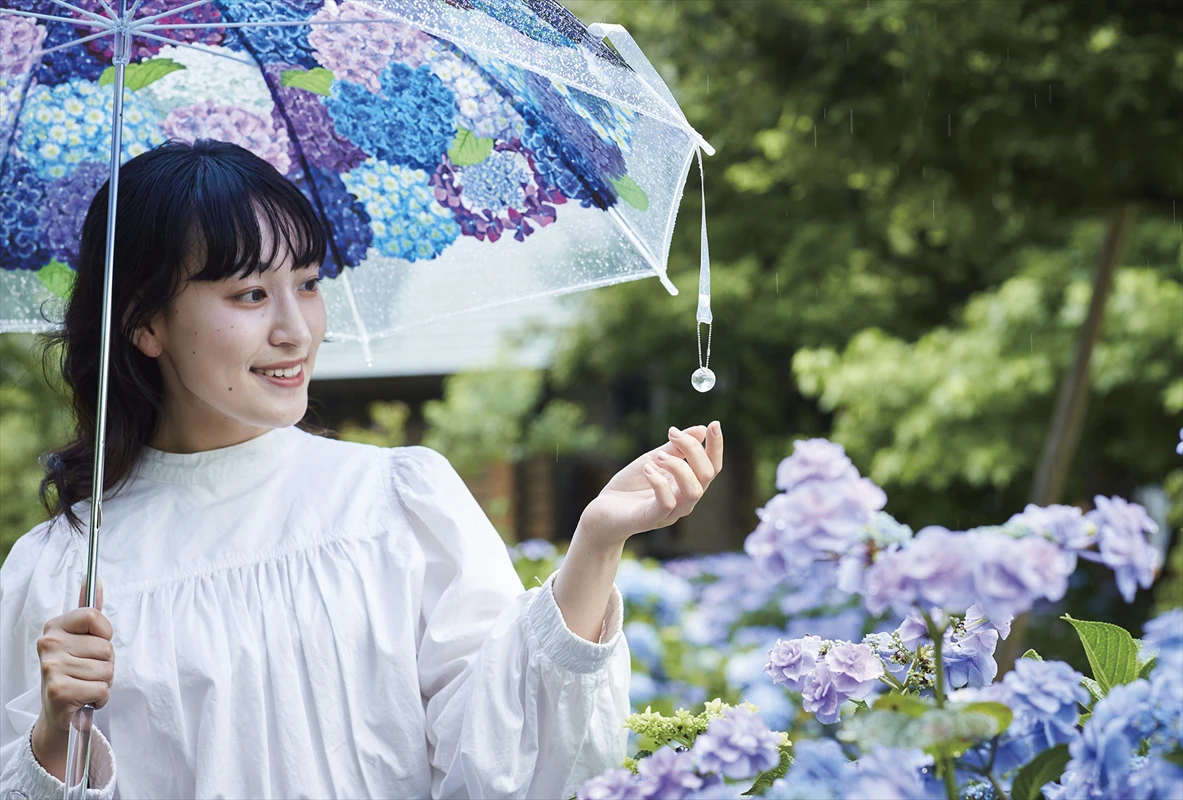 紫陽花の名所で「紫陽花の傘」を使って撮影が楽しめるイベントが全国17の施設で開催