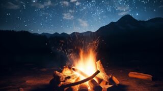 焚き火と星空