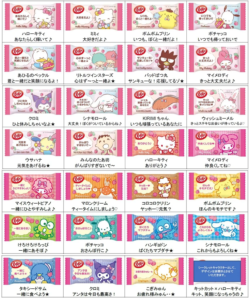 「サンリオキャラクターズ」と「キットカット」がコラボレーション。4月1日より期間限定で販売開始