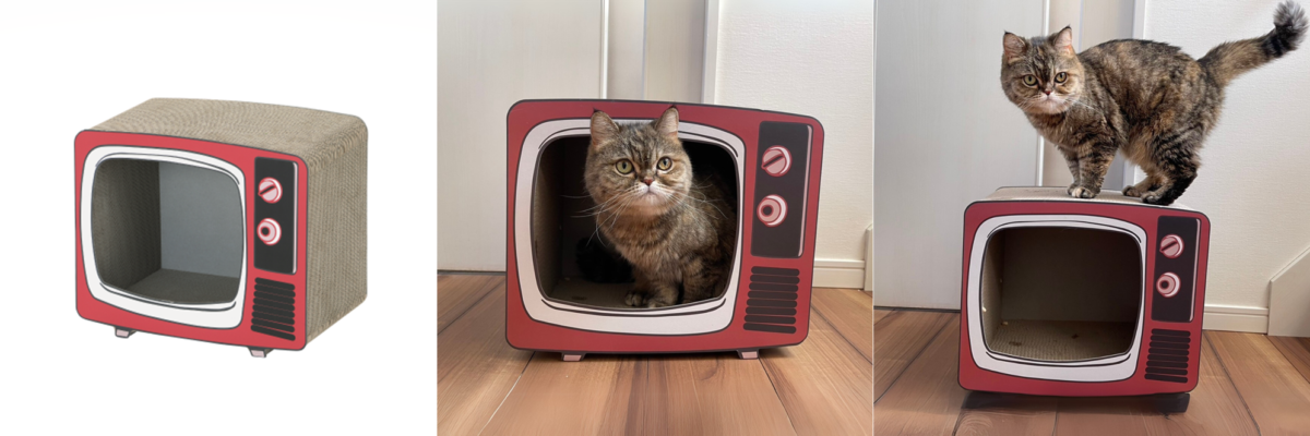 【猫グッズ】お部屋に飾っても可愛い！レトロテレビ＆アイスクリームワゴンの爪とぎがコメリに新登場