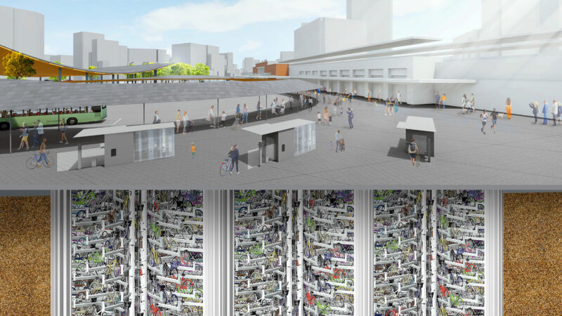 神戸駅前に機械式駐輪場「エコサイクル™」が採用。5月より施工開始