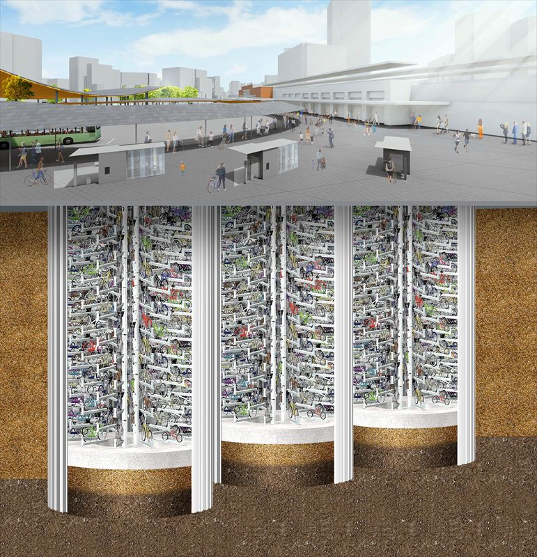 神戸駅前に機械式駐輪場「エコサイクル™」が採用。5月より施工開始