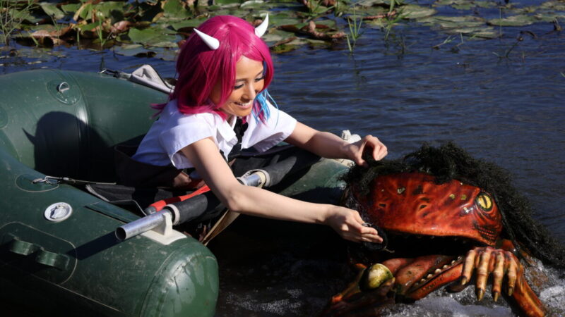 【福崎町】山姥、辻川のカッパを清める。フォトコンテスト最優秀賞の特典「河童洗い」を体験