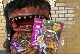 禁断のコラボ！ガジロウ×UHA味覚糖の『河童めし鋼』が襲来／福崎町