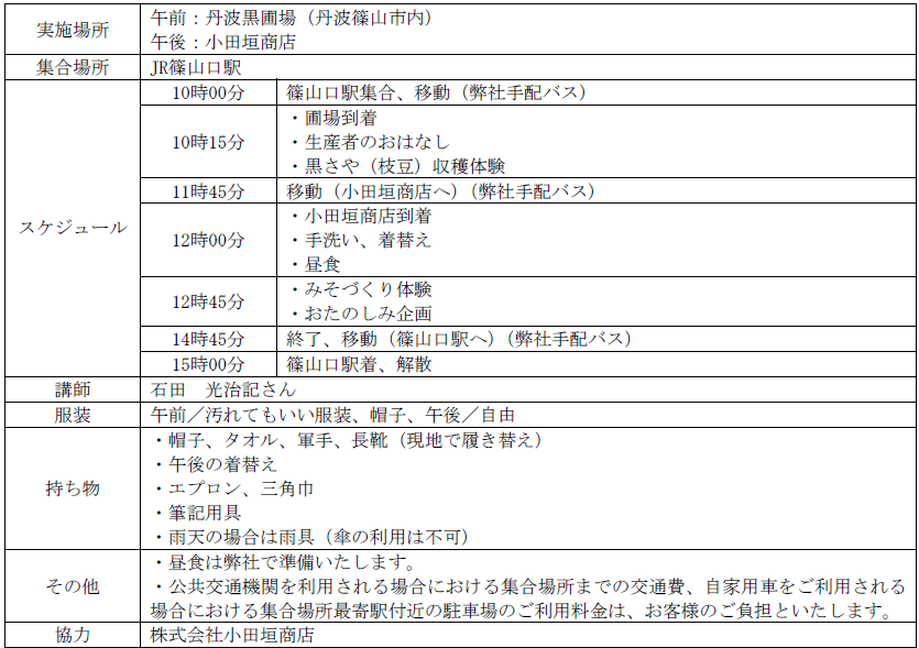 丹波黒を育てて、収穫して、味わおう！「丹波黒育成体験プログラム」に親子等ペアをご招待